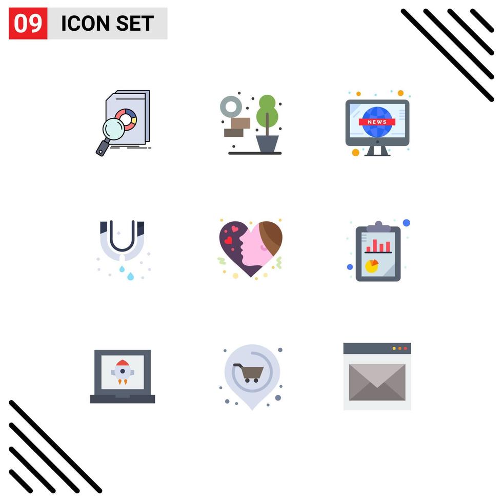 Modern Set of 9 Flat Colors and symbols such as emotion plumbing news plumber leak Editable Vector Design Elements