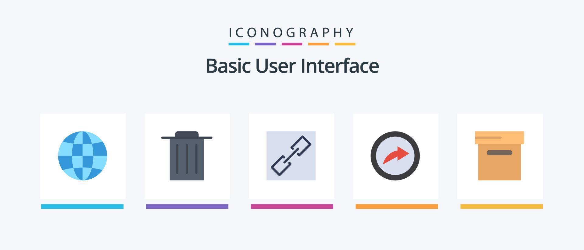 Basic Flat 5 Icon Pack Including . link. archive. Creative Icons Design vector