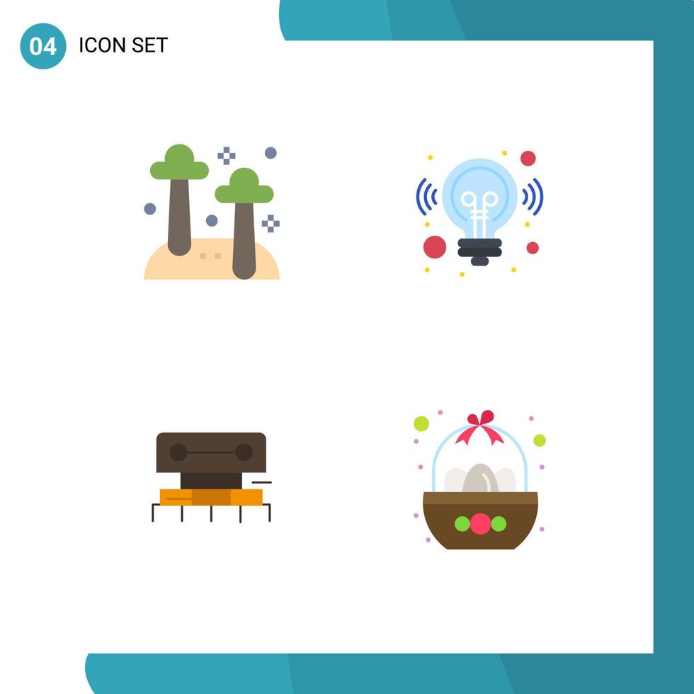 Group of 4 Flat Icons Signs and Symbols for food construction nature marketing scale Editable Vector Design Elements