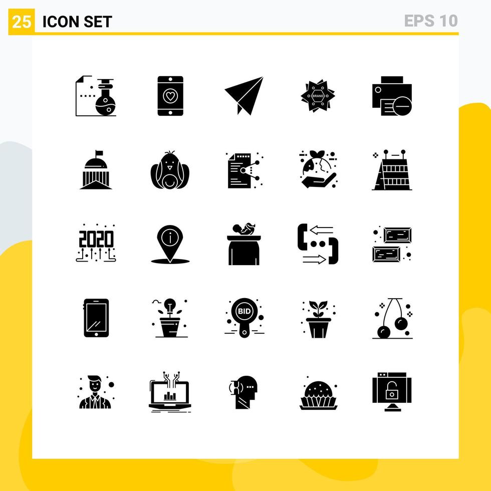 25 User Interface Solid Glyph Pack of modern Signs and Symbols of hardware devices plane computers logo Editable Vector Design Elements