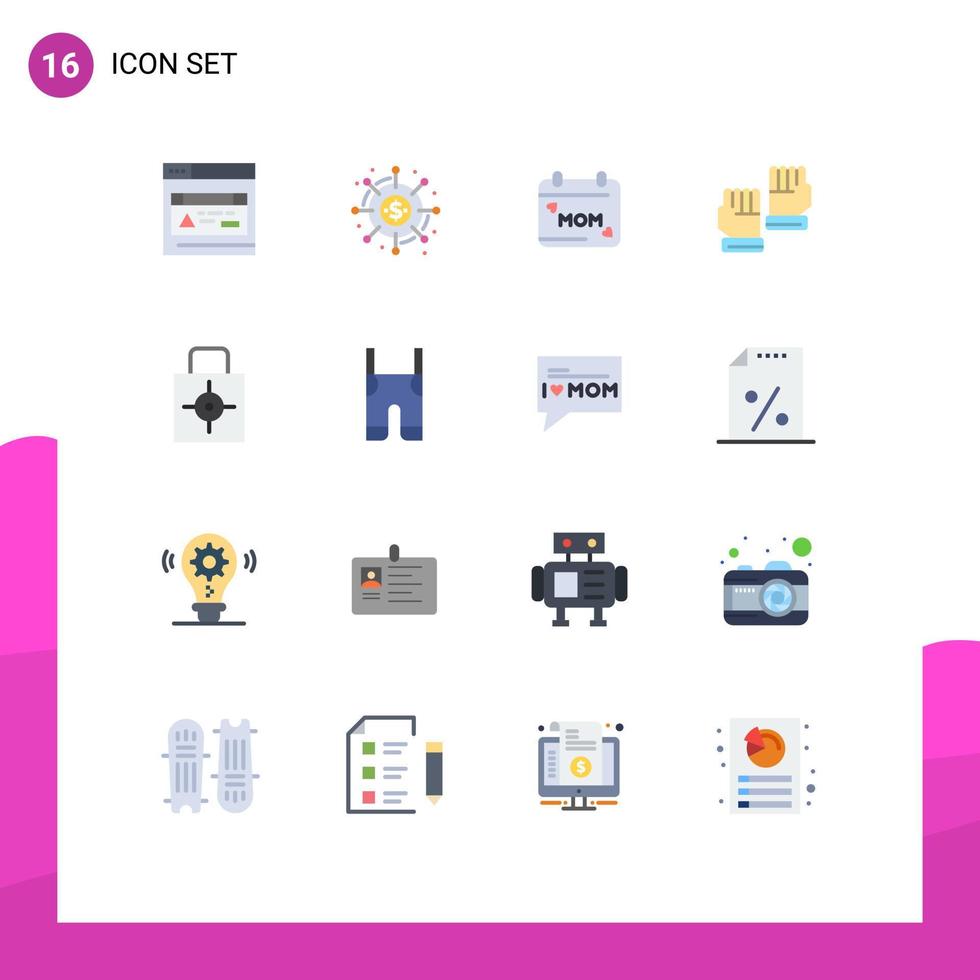 Mobile Interface Flat Color Set of 16 Pictograms of lock pad sport calendar goalkeeper glove Editable Pack of Creative Vector Design Elements