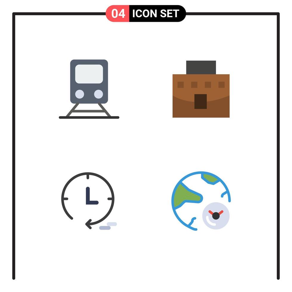 Universal Icon Symbols Group of 4 Modern Flat Icons of rail marketing transportation bag watch Editable Vector Design Elements