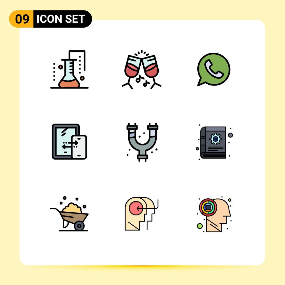 Filledline Flat Color Pack of 9 Universal Symbols of pipes technology app storage mobile Editable Vector Design Elements