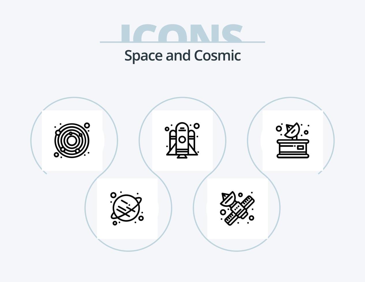 Space Line Icon Pack 5 Icon Design. science. fiction. planet. book. space vector