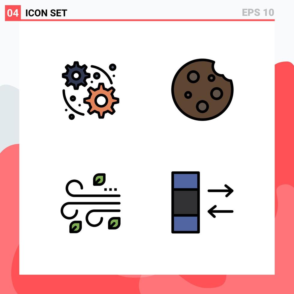 Set of 4 Modern UI Icons Symbols Signs for development leaves breakfast drink wind Editable Vector Design Elements