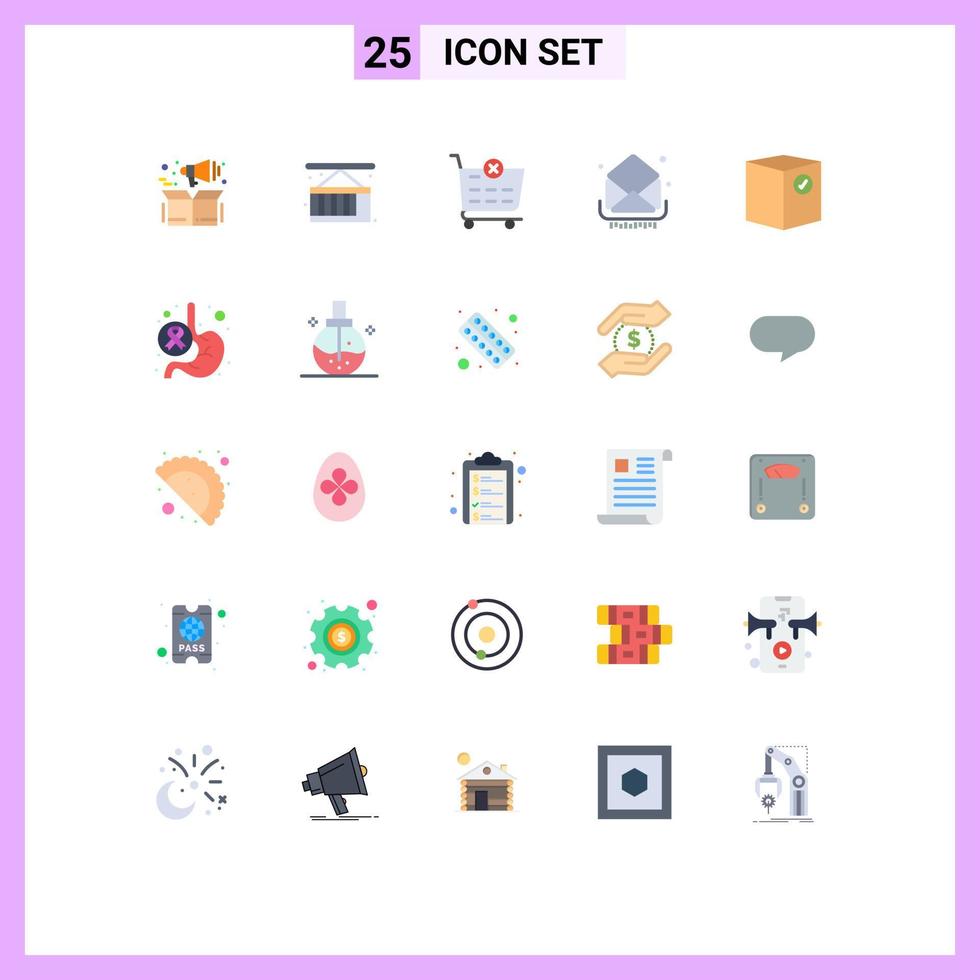 25 Flat Color concept for Websites Mobile and Apps check messages checkout inbox letter Editable Vector Design Elements