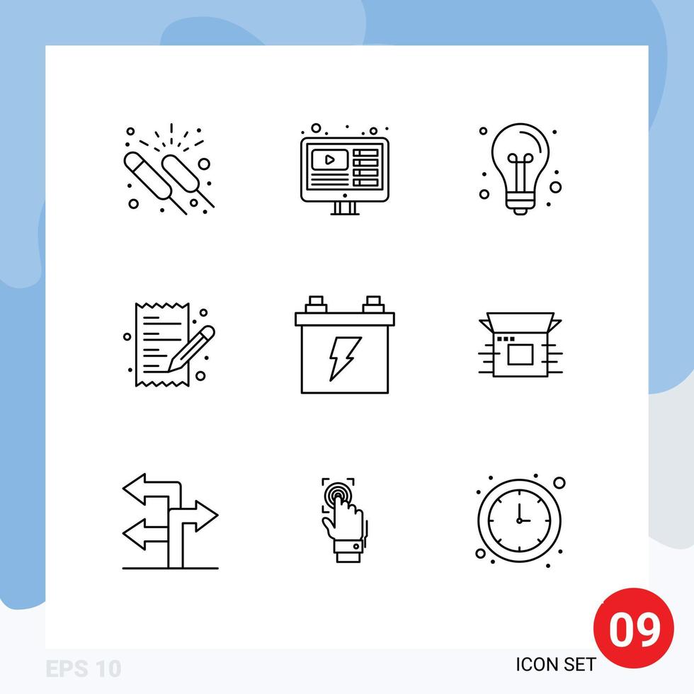Group of 9 Modern Outlines Set for shopping list live ecommerce idea Editable Vector Design Elements