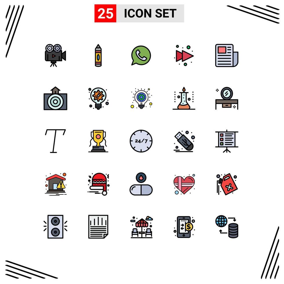 conjunto de 25 iconos de interfaz de usuario modernos signos de símbolos para la aplicación de documento de texto flecha derecha elementos de diseño vectorial editables vector