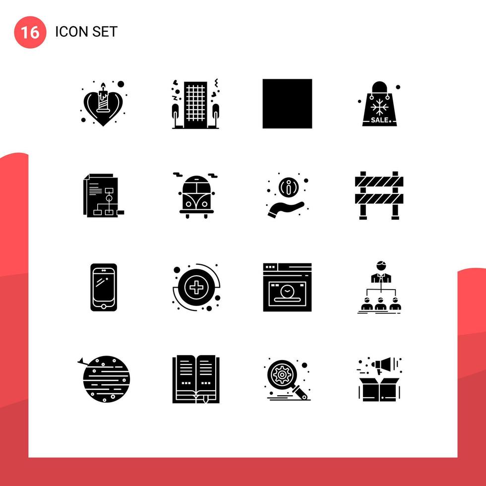Paquete de glifos sólidos de 16 interfaces de usuario de signos y símbolos modernos de venta de temporadas elementos de diseño de vectores editables para jugadores de bolsos románticos