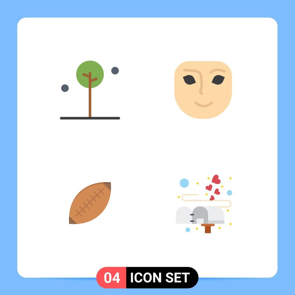 4 Universal Flat Icons Set for Web and Mobile Applications forest australia tree happy rugby Editable Vector Design Elements