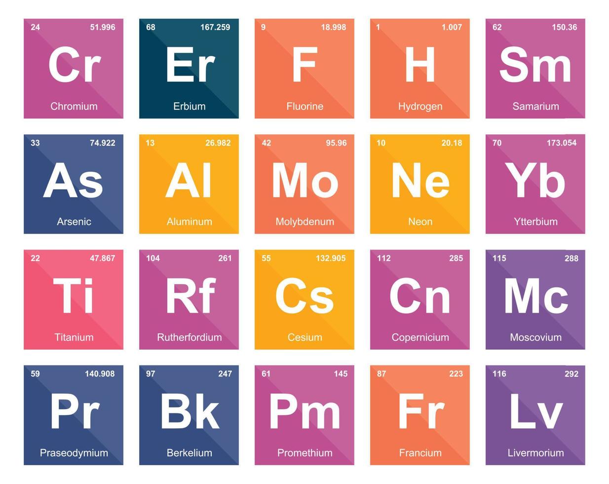 20 Preiodic table of the elements Icon Pack Design vector