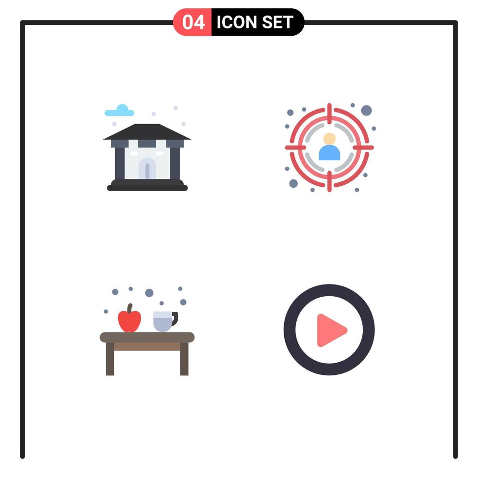 Group of 4 Modern Flat Icons Set for building education seo coffee media Editable Vector Design Elements