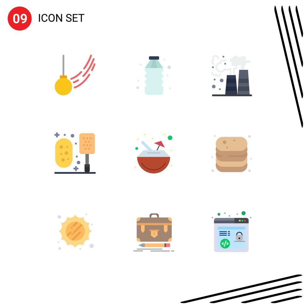 Modern Set of 9 Flat Colors and symbols such as drink scrub water bathroom waste Editable Vector Design Elements