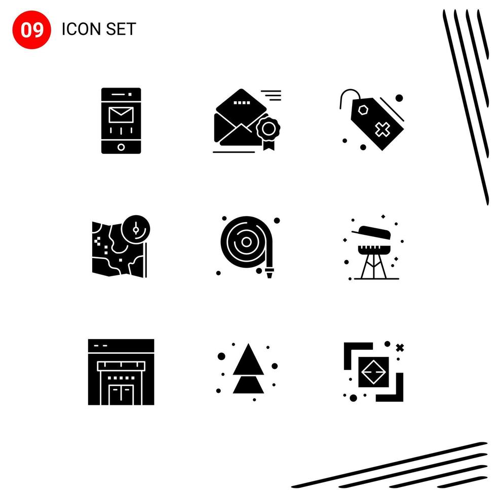 9 Universal Solid Glyph Signs Symbols of location gps newsletter google sign Editable Vector Design Elements
