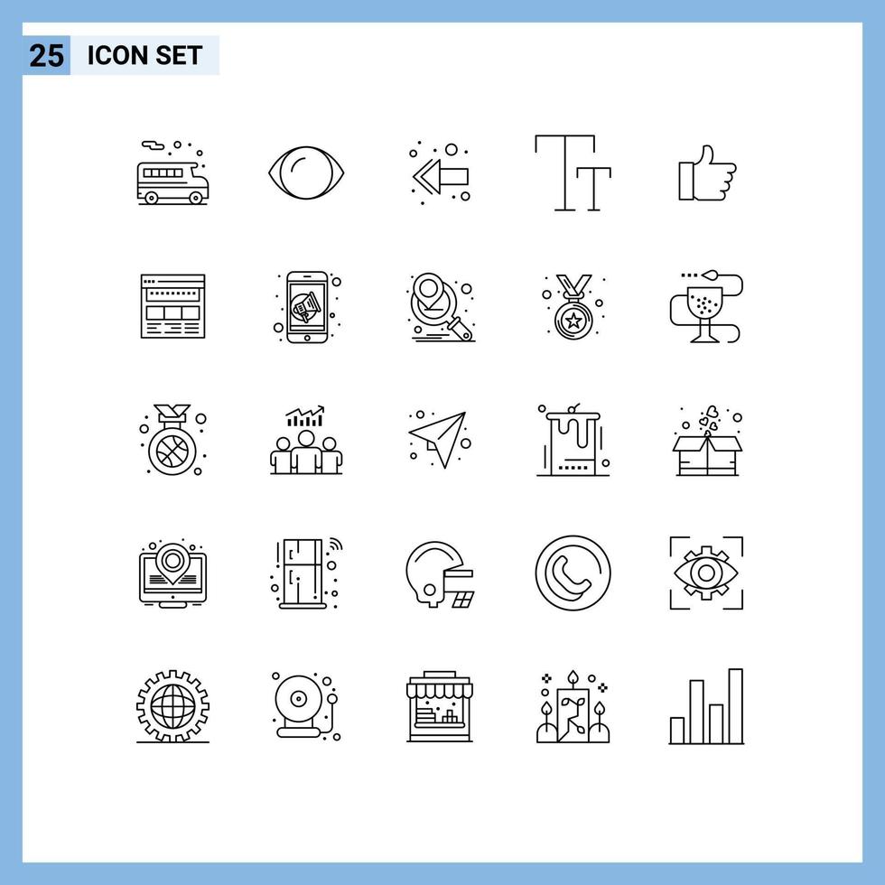 conjunto moderno de pictogramas de 25 líneas del sitio web votar como elementos de diseño vectorial editables de texto vector