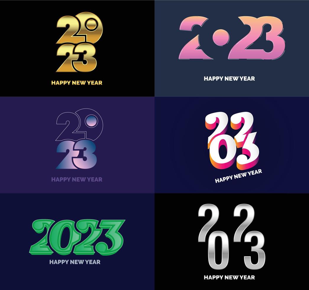 Big Collection of 2023 Happy New Year symbols Cover of business diary for 2023 with wishes vector