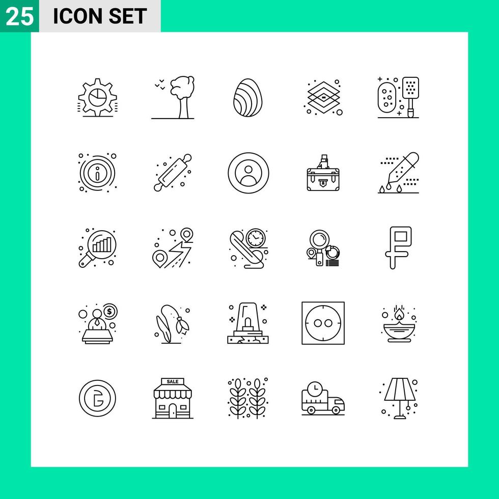 Pack of 25 Modern Lines Signs and Symbols for Web Print Media such as bath layer egg graphic creative Editable Vector Design Elements