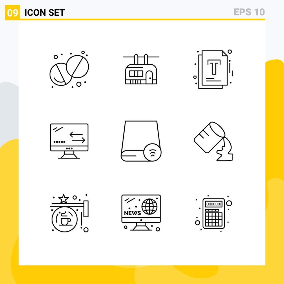 Modern Set of 9 Outlines Pictograph of drive computers file technology connection Editable Vector Design Elements