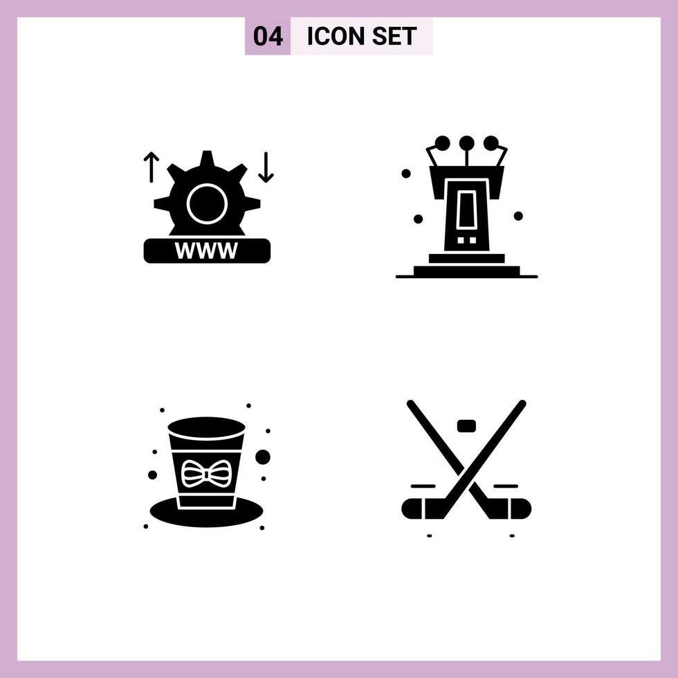 4 User Interface Solid Glyph Pack of modern Signs and Symbols of internet festival setting speech holiday Editable Vector Design Elements