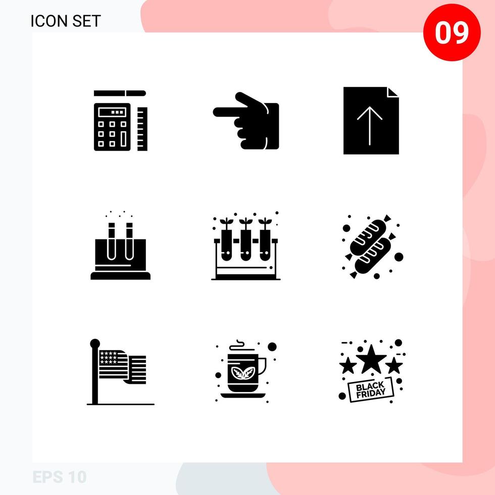 Pictogram Set of 9 Simple Solid Glyphs of science lab document science test Editable Vector Design Elements