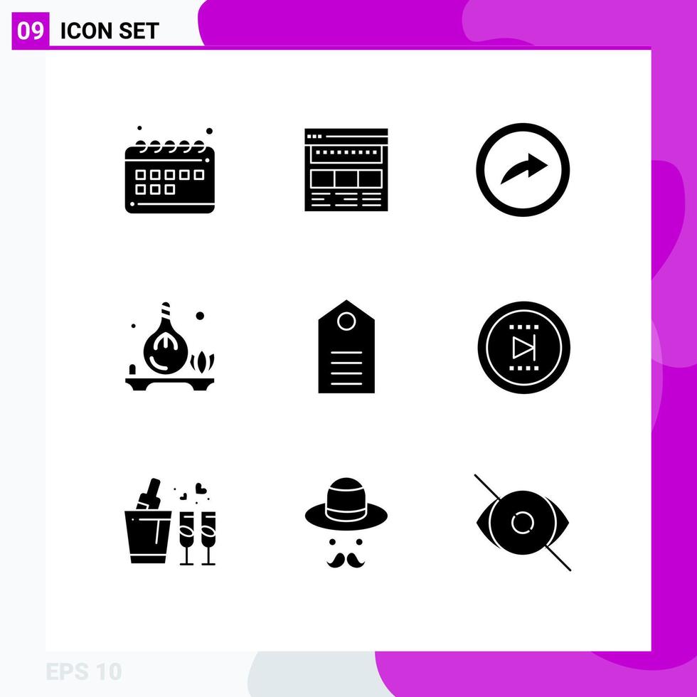 Solid Glyph Pack of 9 Universal Symbols of aroma oil page herb link Editable Vector Design Elements