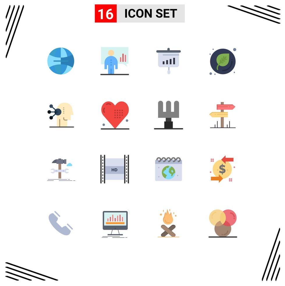 Modern Set of 16 Flat Colors and symbols such as assortment school chart leaf graph Editable Pack of Creative Vector Design Elements