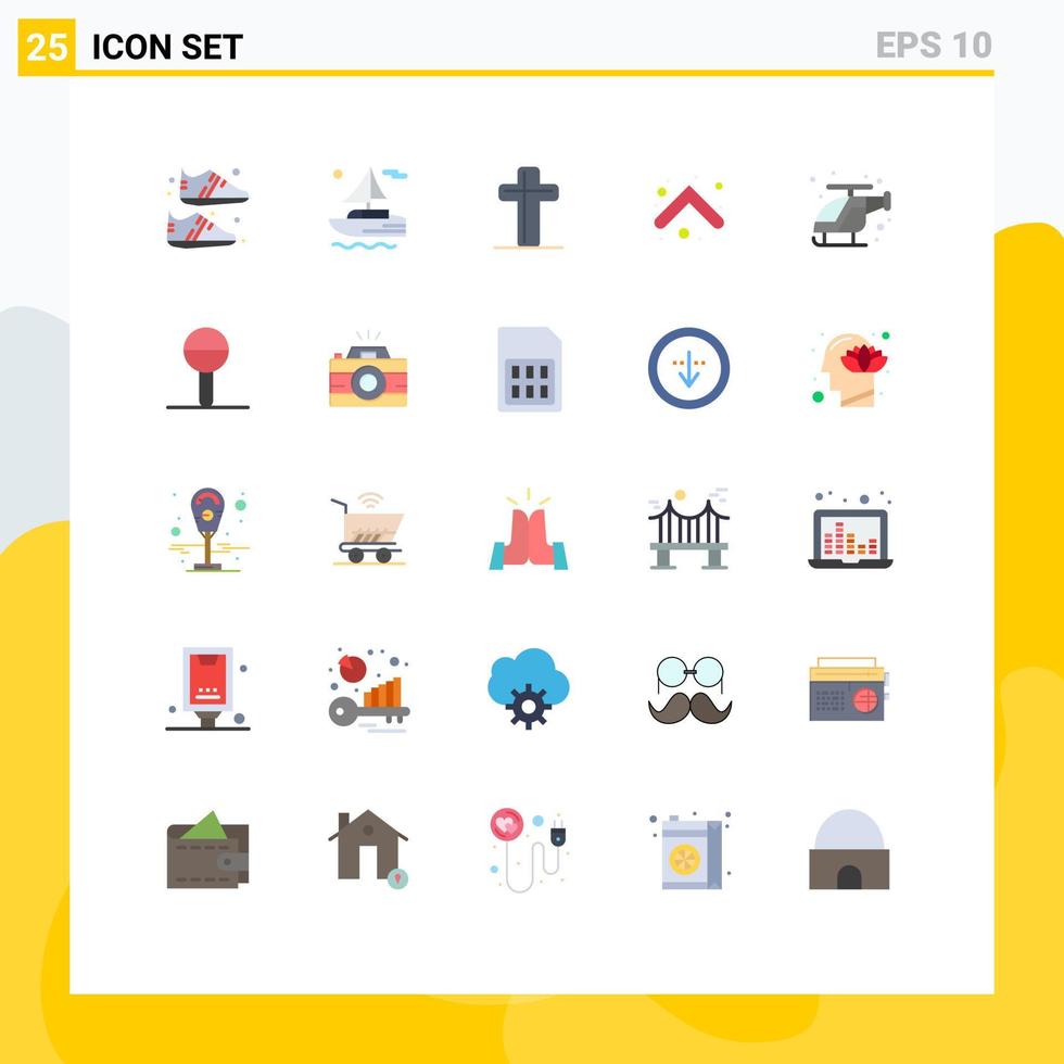 25 concepto de color plano para sitios web móviles y aplicaciones helicóptero emergencia flechas de dirección cristiana elementos de diseño vectorial editables vector