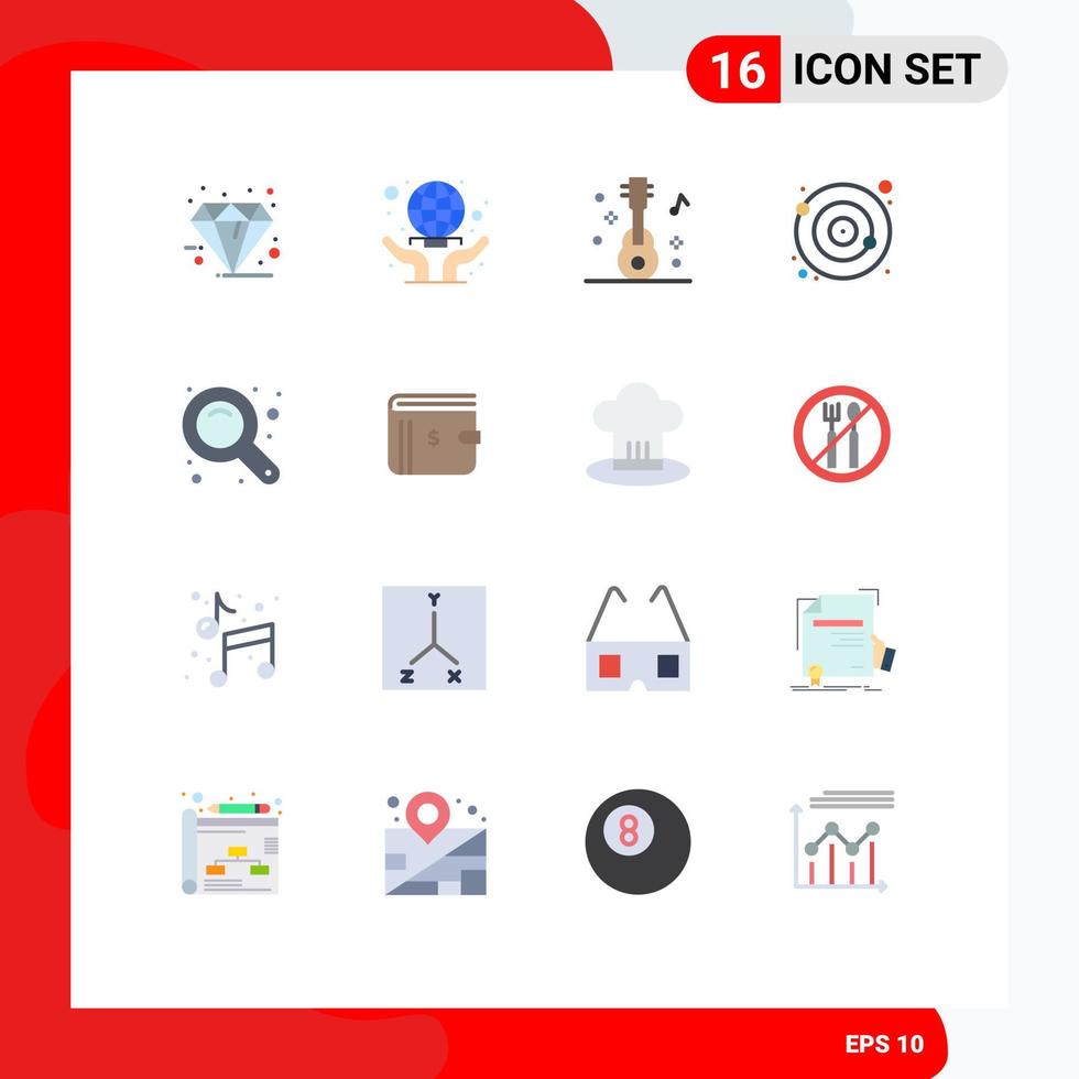 16 Flat Color concept for Websites Mobile and Apps maximize orbit world wide moon party Editable Pack of Creative Vector Design Elements