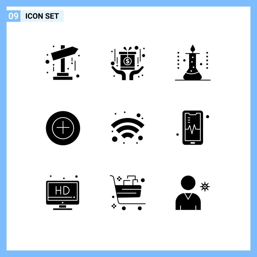 9 Creative Icons Modern Signs and Symbols of wifi plus laboratory more science lab Editable Vector Design Elements