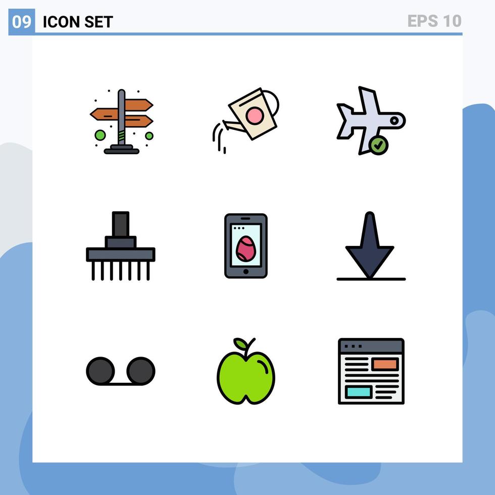 Stock Vector Icon Pack of 9 Line Signs and Symbols for tractor front check farm transportation Editable Vector Design Elements