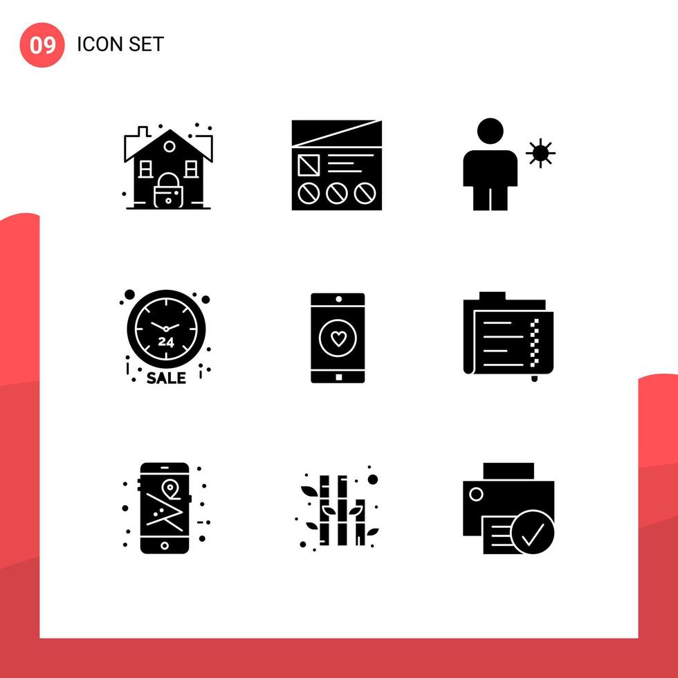 conjunto de 9 iconos de interfaz de usuario modernos signos de símbolos para venta de usabilidad cibernética limitada elementos de diseño vectorial editables de verano vector