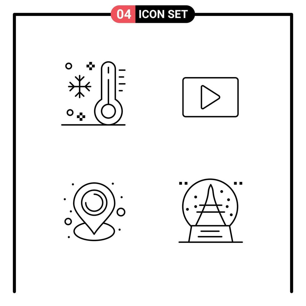 Universal Icon Symbols Group of 4 Modern Filledline Flat Colors of holiday location temperature paly communication Editable Vector Design Elements
