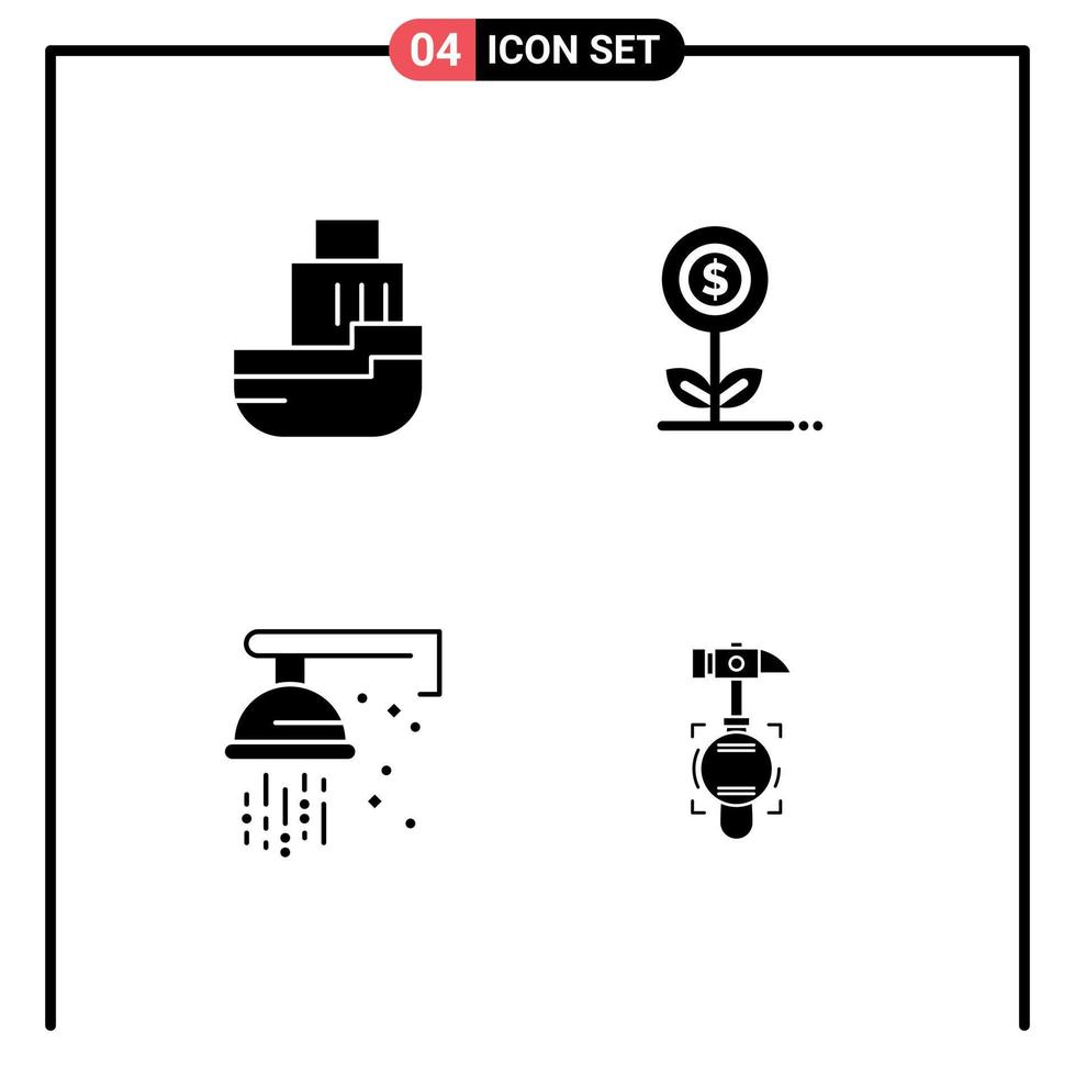 Mobile Interface Solid Glyph Set of Pictograms of delivery flower shipping growth plumber Editable Vector Design Elements