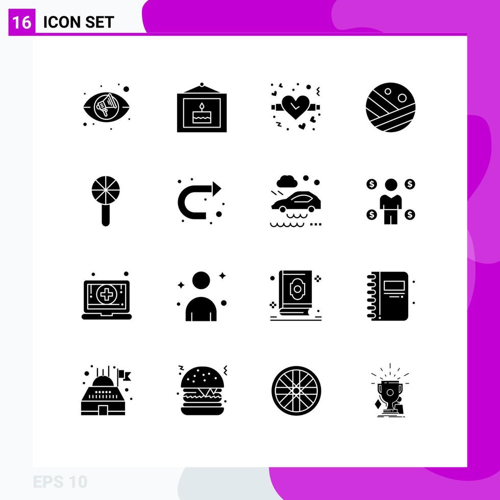 Stock Vector Icon Pack of 16 Line Signs and Symbols for rattle baby toy valentine baby rattle protein Editable Vector Design Elements