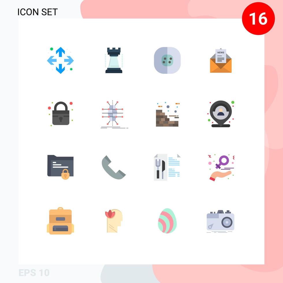 16 Creative Icons Modern Signs and Symbols of closed corresponding biology business news Editable Pack of Creative Vector Design Elements
