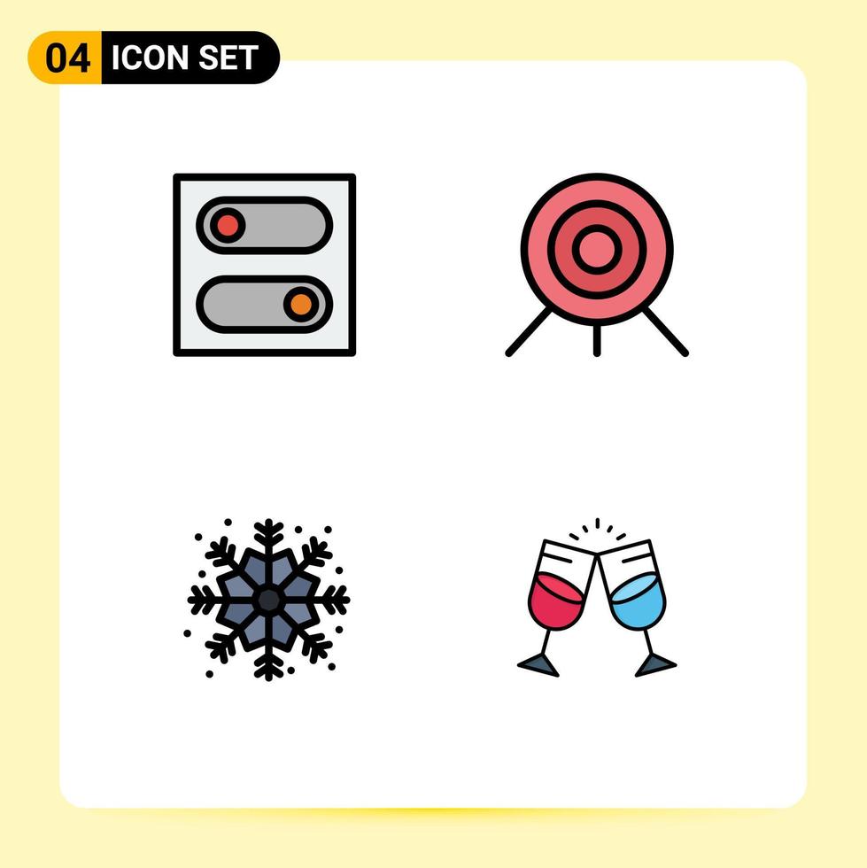 4 Creative Icons Modern Signs and Symbols of control drink archery christmas juice Editable Vector Design Elements