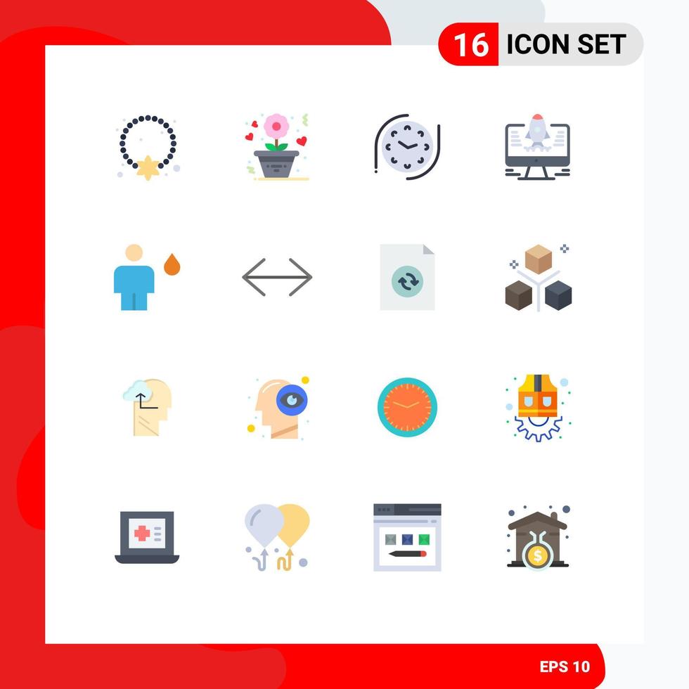 Mobile Interface Flat Color Set of 16 Pictograms of camp avatar rose startup computer Editable Pack of Creative Vector Design Elements