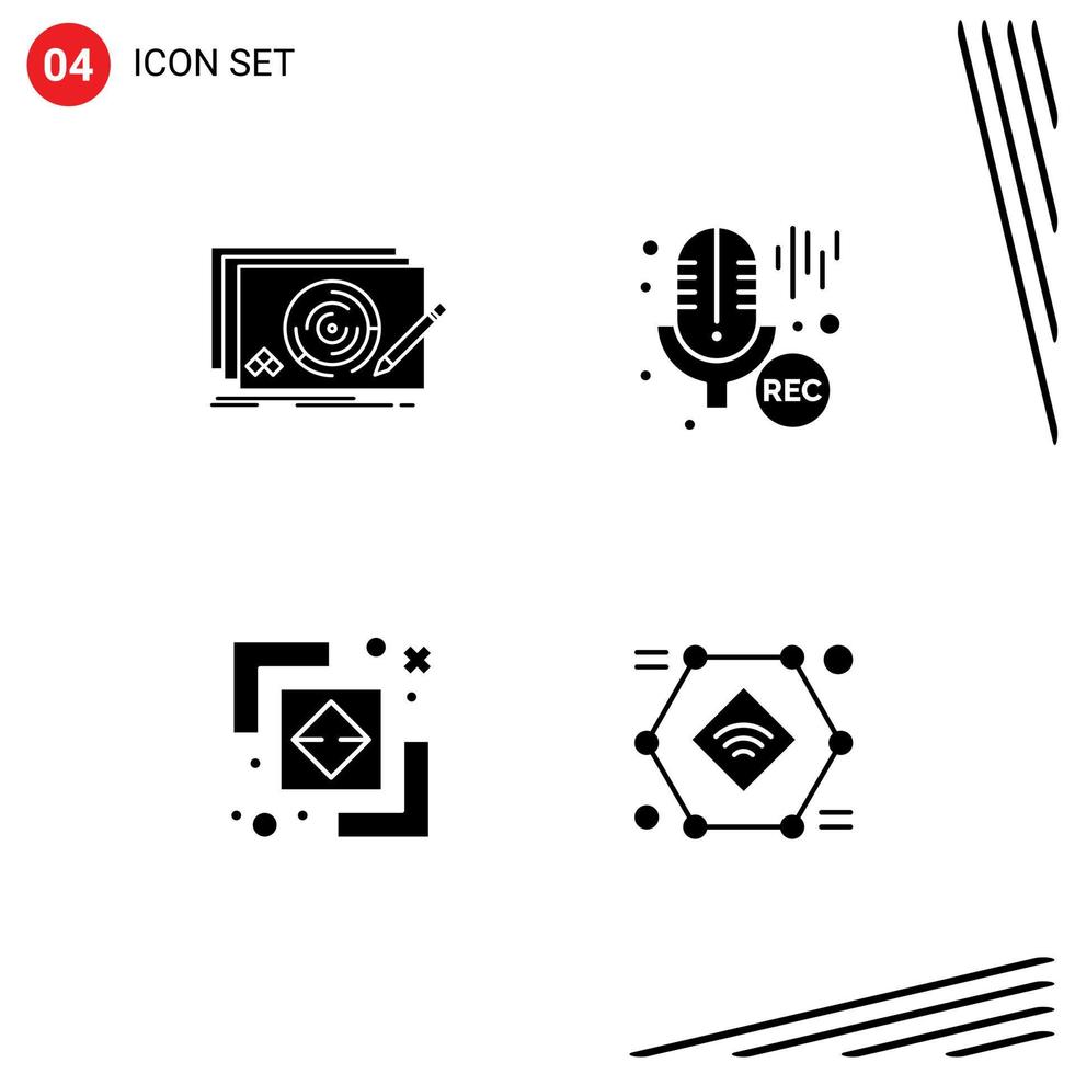 Pack of Modern Solid Glyphs Signs and Symbols for Web Print Media such as level difference complete microphone finder Editable Vector Design Elements