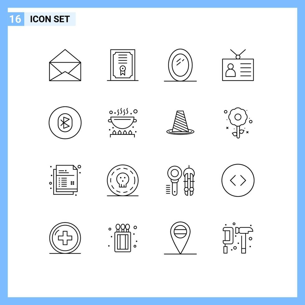 16 Creative Icons Modern Signs and Symbols of system communication mirror bluetooth retro television Editable Vector Design Elements