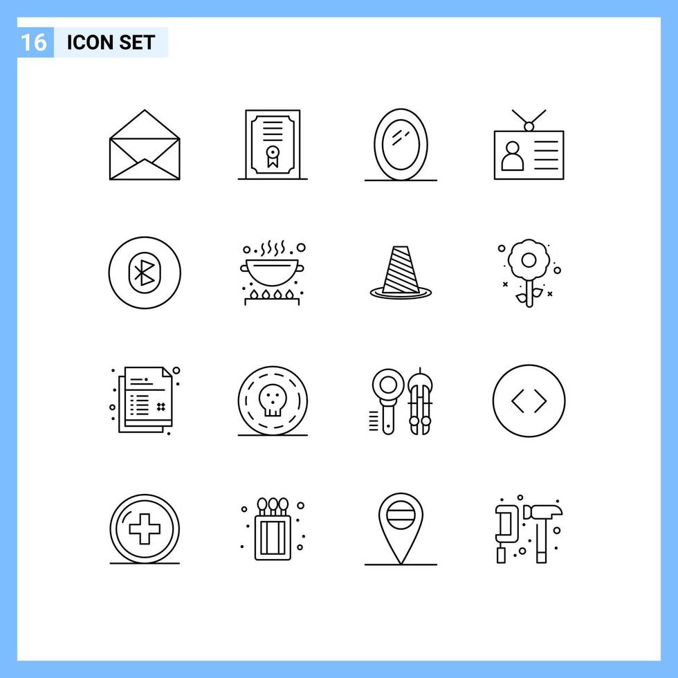 16 iconos creativos signos y símbolos modernos del espejo de comunicación del sistema bluetooth televisión retro elementos de diseño vectorial editables vector