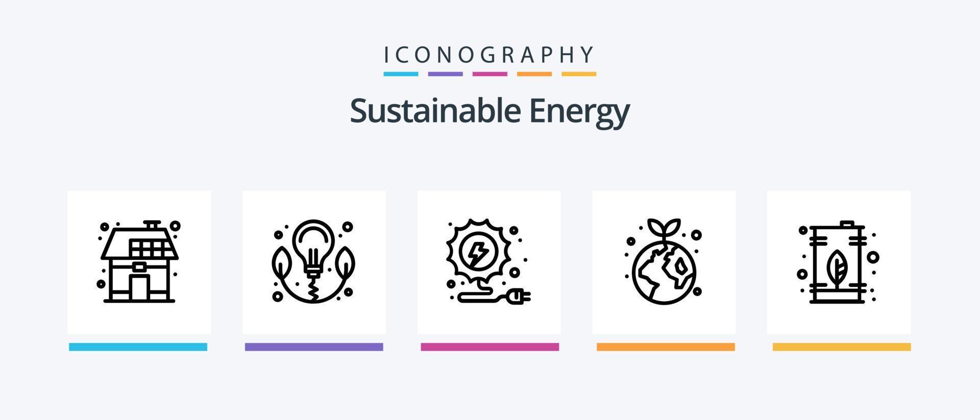 Sustainable Energy Line 5 Icon Pack Including environment. care. electric. power. electricity. Creative Icons Design vector