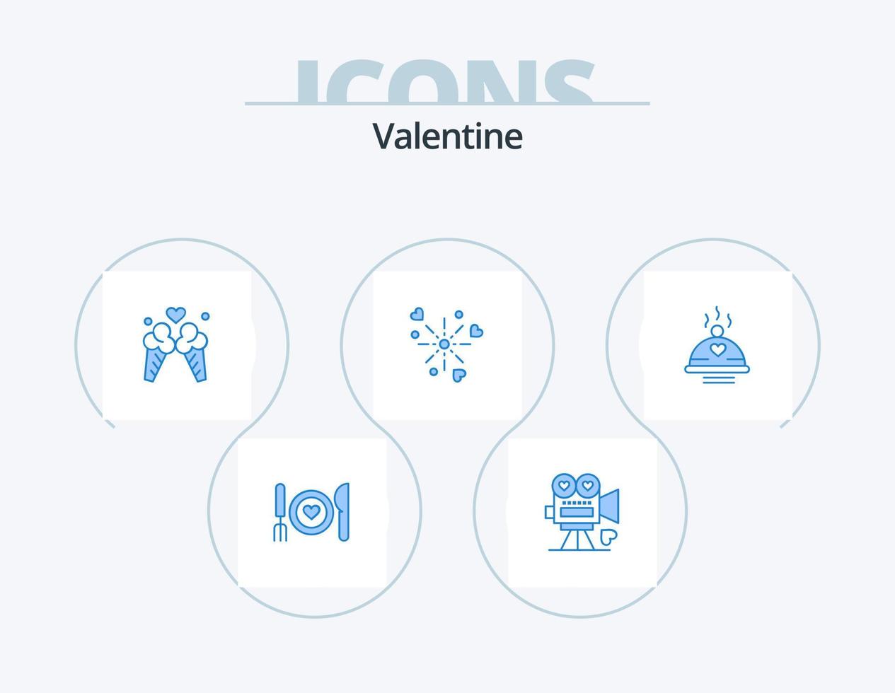paquete de iconos azul de san valentín 5 diseño de iconos. amar. celebracion. amar. fuegos artificiales. viajar vector