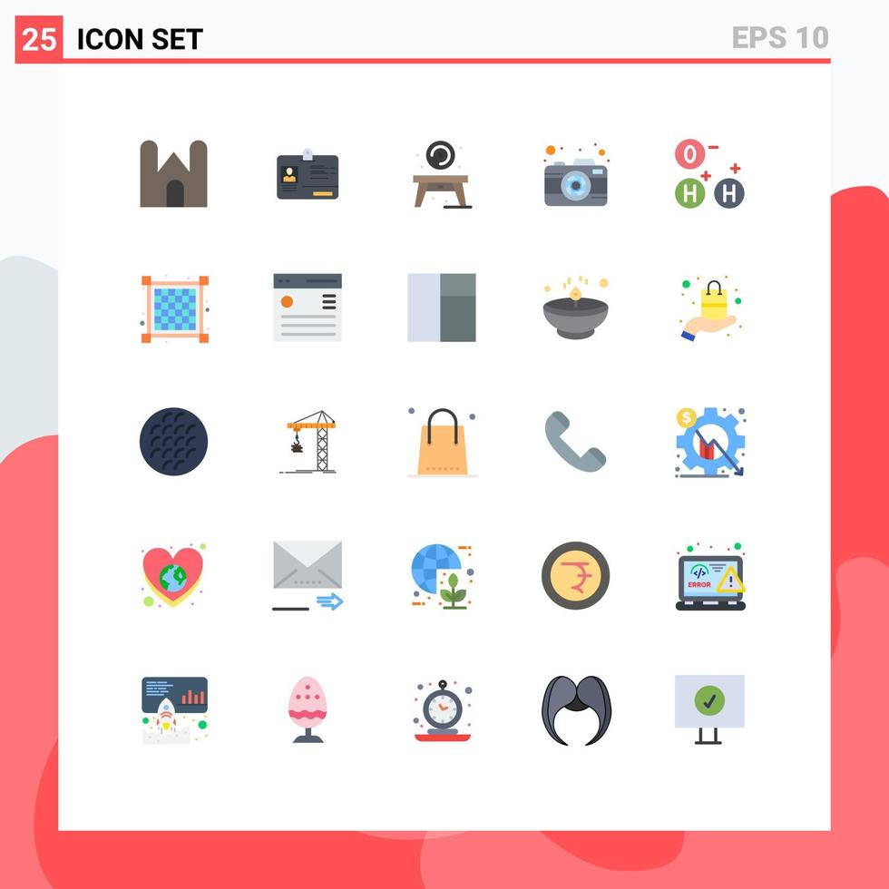 Pack of 25 Modern Flat Colors Signs and Symbols for Web Print Media such as ho picture id photography disk Editable Vector Design Elements