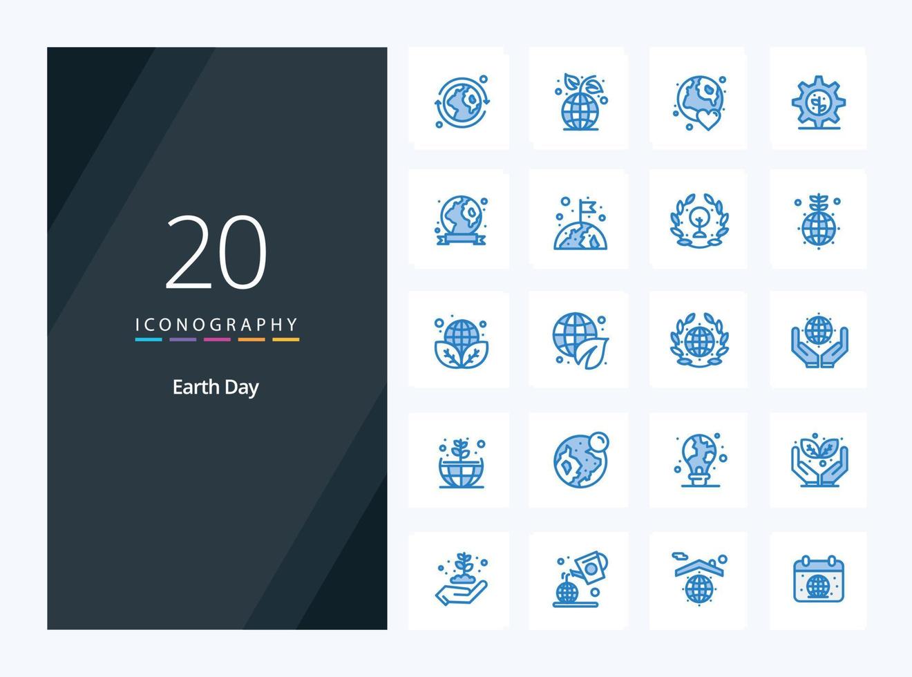 20 Earth Day Blue Color icon for presentation vector