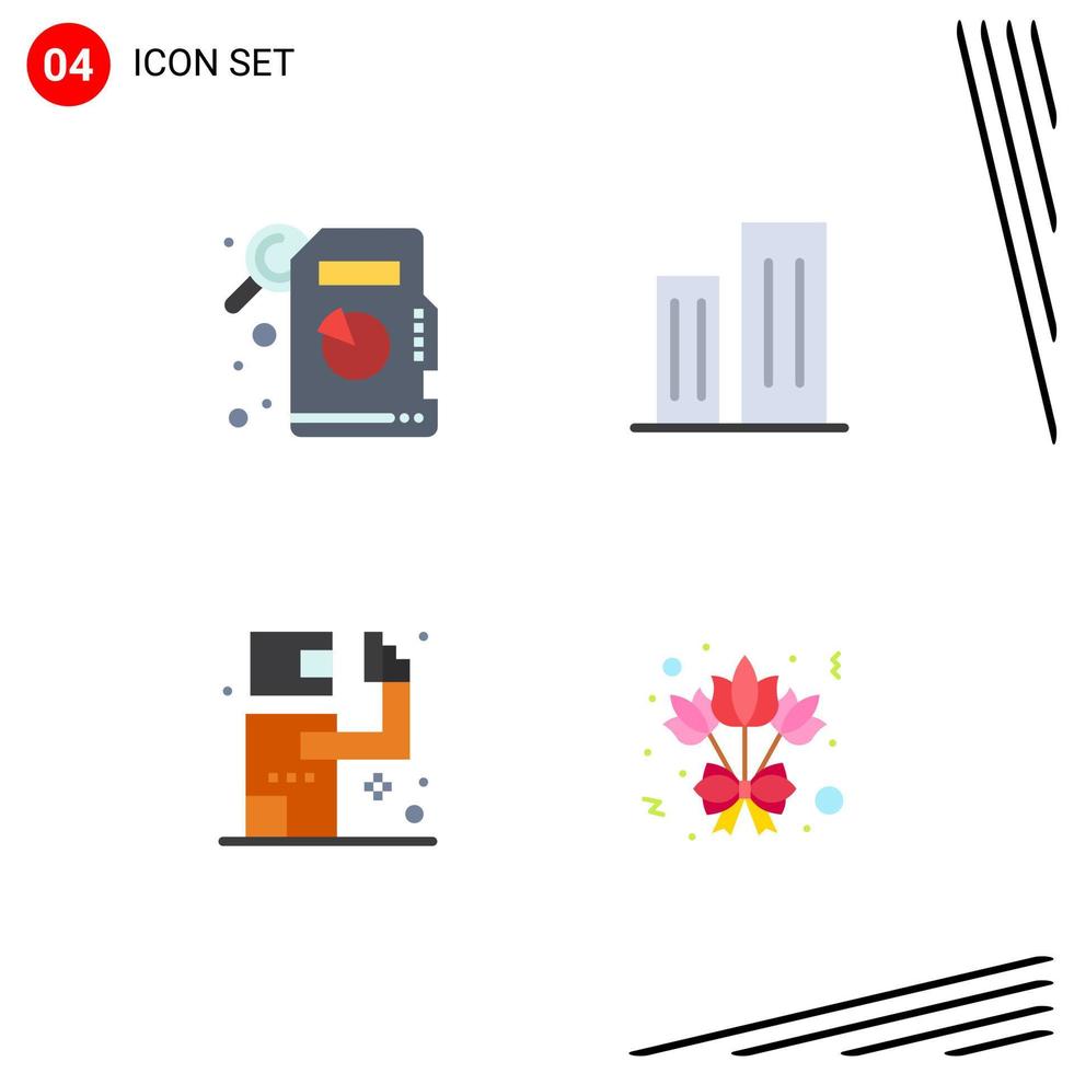Set of 4 Commercial Flat Icons pack for descriptive statistics kill buildings skyscrapers bouquet Editable Vector Design Elements
