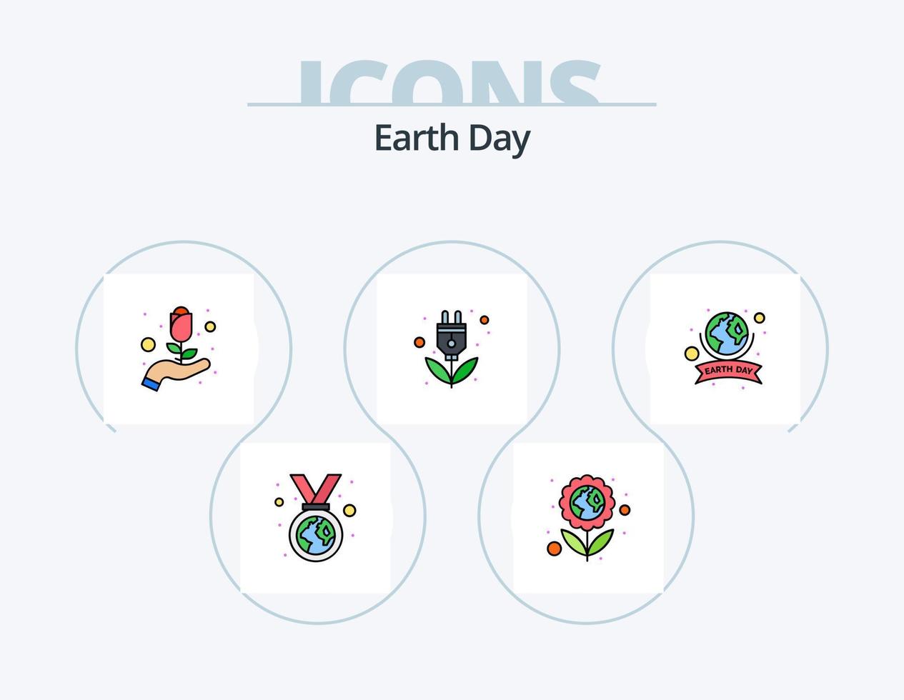 Earth Day Line Filled Icon Pack 5 Icon Design. tag. plastic. soil. green. reuse vector