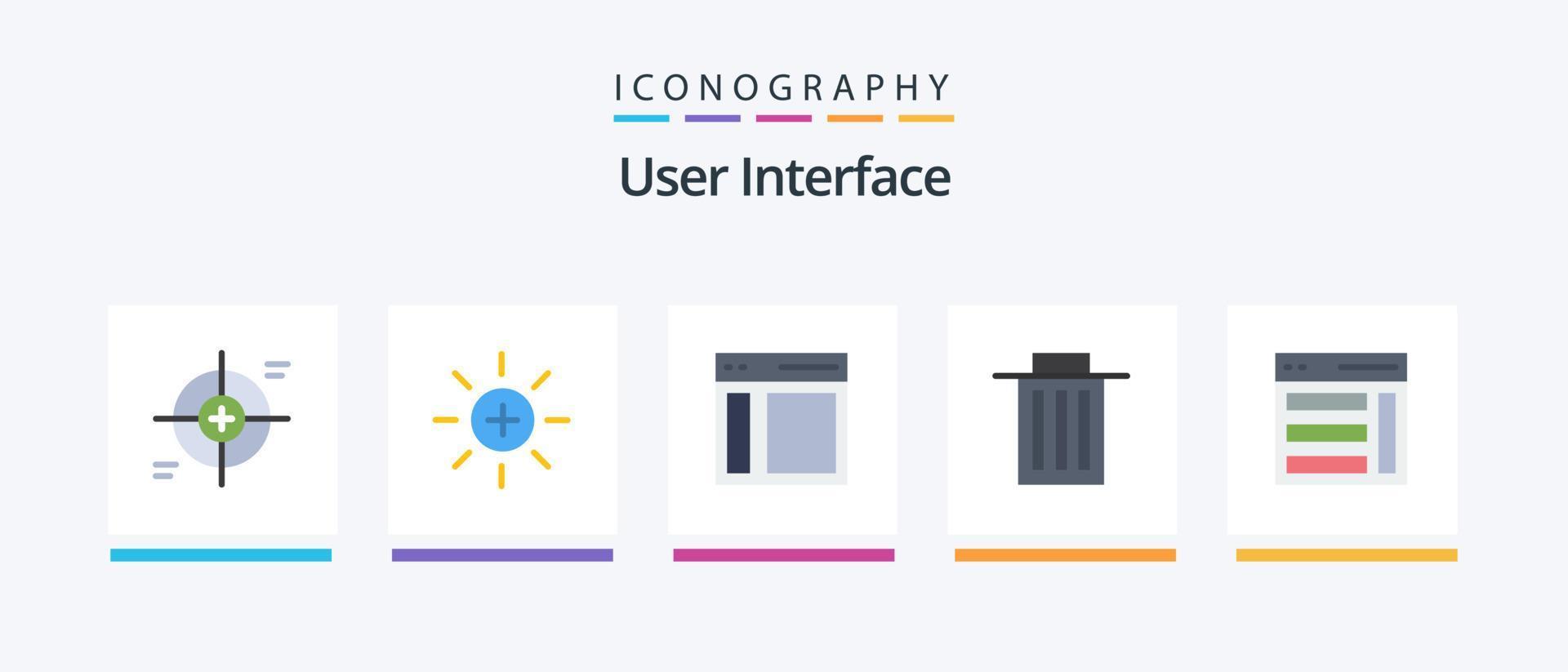 User Interface Flat 5 Icon Pack Including user. interface. user. delete. sidebar. Creative Icons Design vector