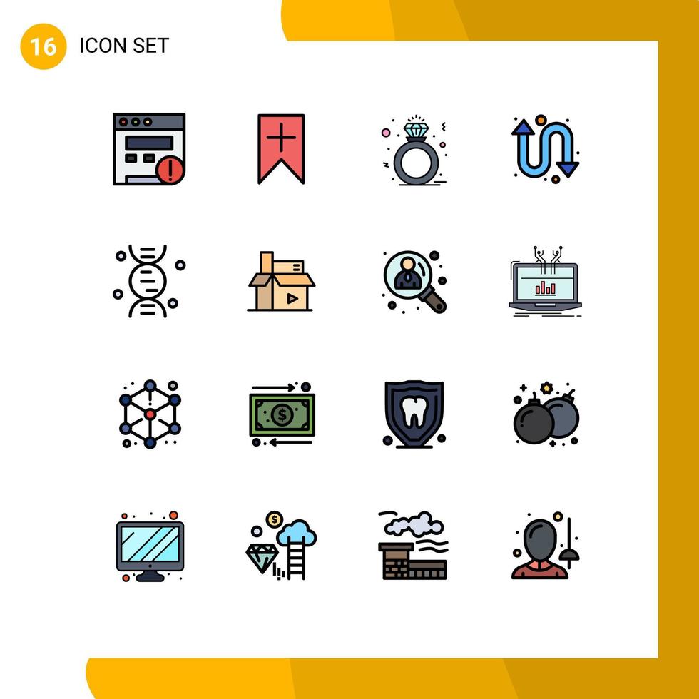 16 Creative Icons Modern Signs and Symbols of content research present dna repeat Editable Creative Vector Design Elements