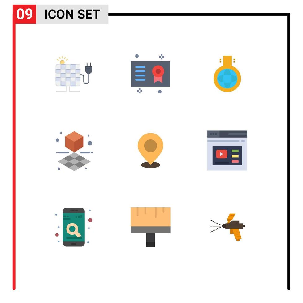 Stock Vector Icon Pack of 9 Line Signs and Symbols for map shape diploma printing experiment Editable Vector Design Elements