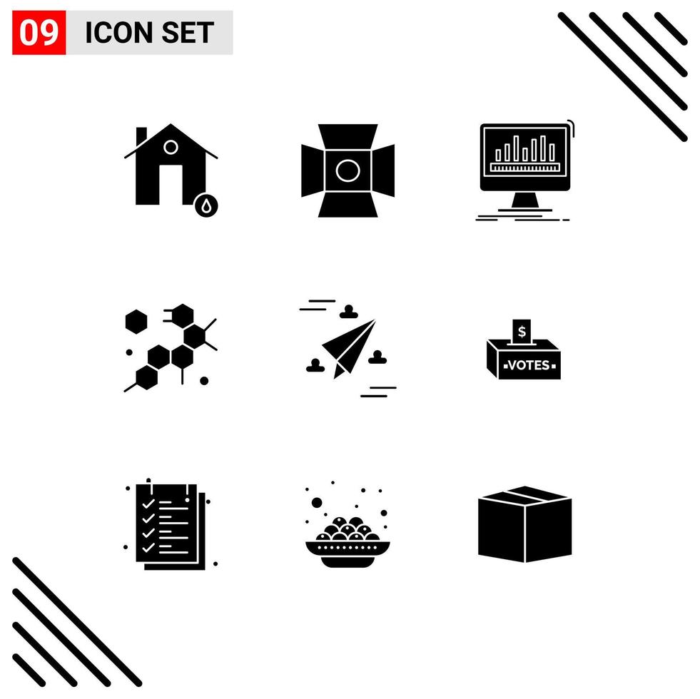 Stock Vector Icon Pack of 9 Line Signs and Symbols for web molecule studio cell data Editable Vector Design Elements